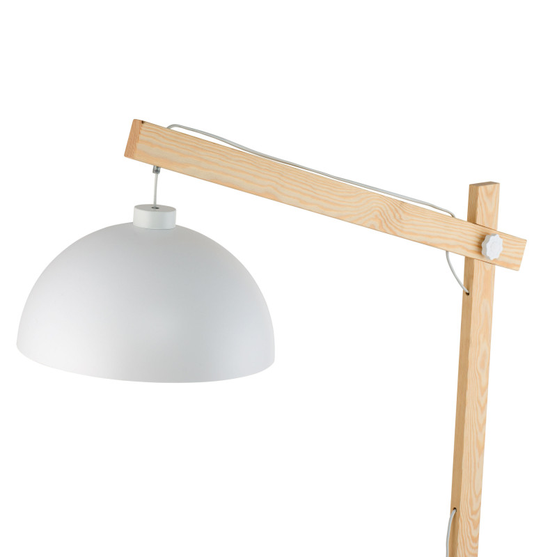 Lampadaire OSLO WHITE metal blanc et bois Industriel 