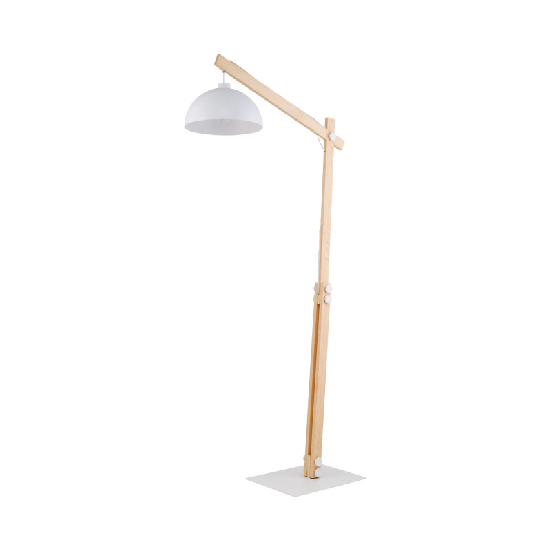 Lampadaire OSLO WHITE metal blanc et bois Industriel 