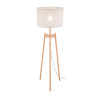 Lampadaire PEREZ LINEN bois clair et lin beige gris Nature Scandinave 