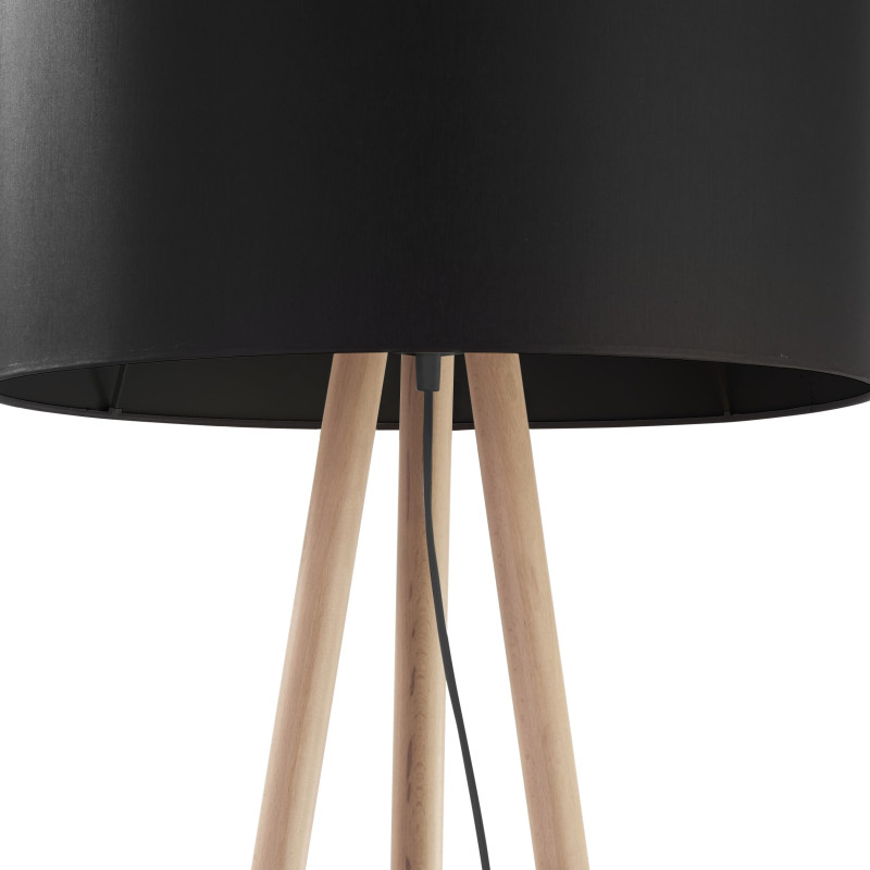 Lampadaire TOKYO BLACK bois clair et tissu noir Nature Scandinave 