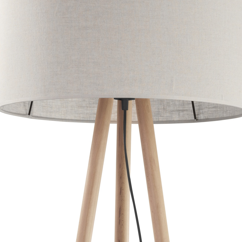 Lampadaire TOKYO NATURE bois clair et lin beige gris Nature Scandinave 