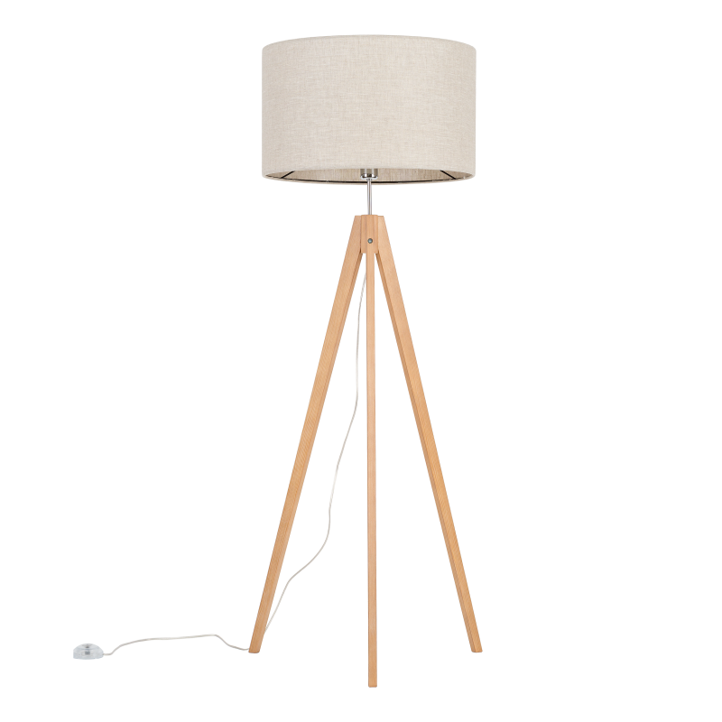 Lampadaire TREVISO NATURE bois clair et lin beige gris Nature Scandinave 