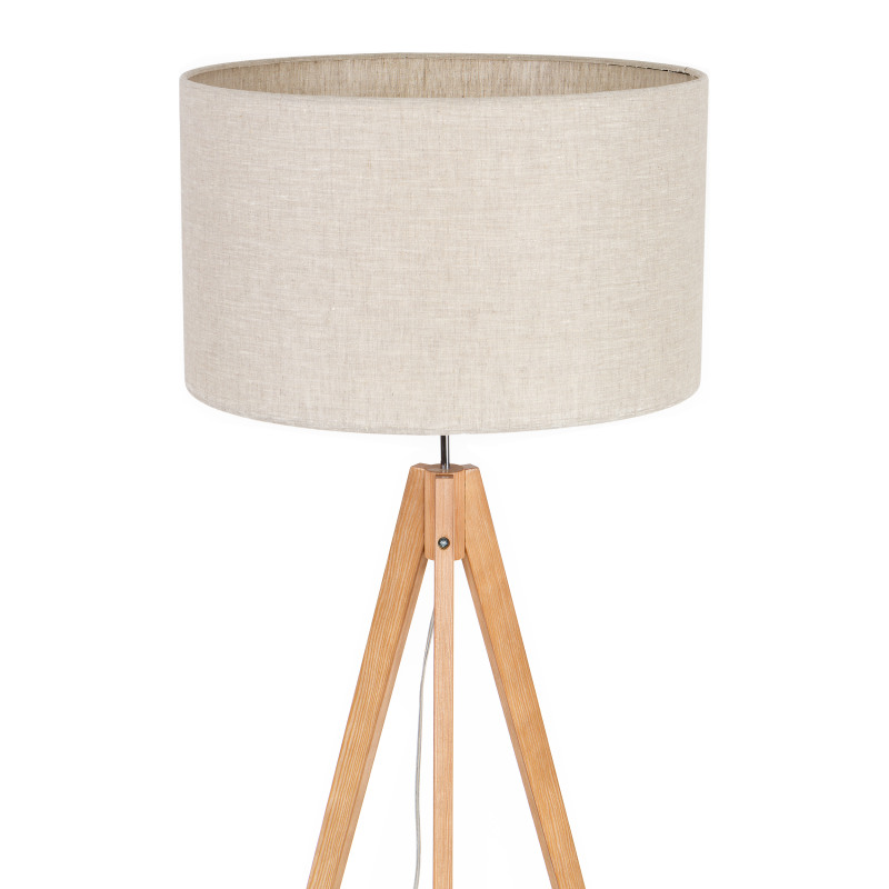 Lampadaire TREVISO NATURE bois clair et lin beige gris Nature Scandinave 