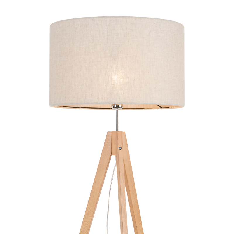 Lampadaire TREVISO NATURE bois clair et lin beige gris Nature Scandinave 