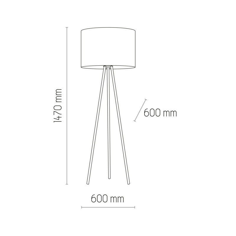 Lampadaire WINSTON BLACK abat-jour tissu noir trépied metal Minimaliste 