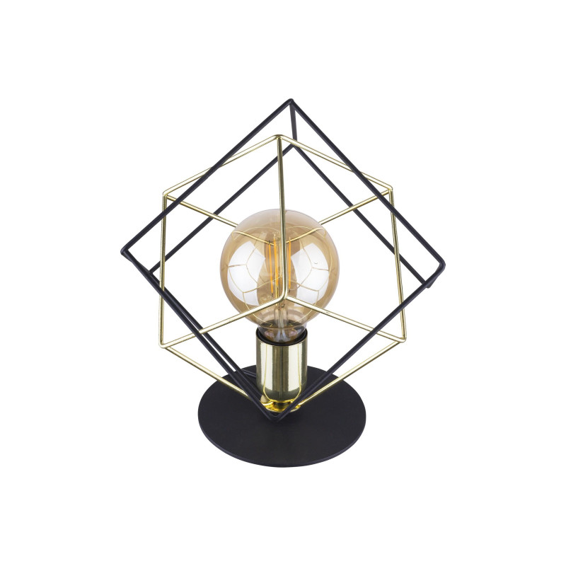 Lampe à poser ALAMBRE cage cubes métal noir et doré Industriel 