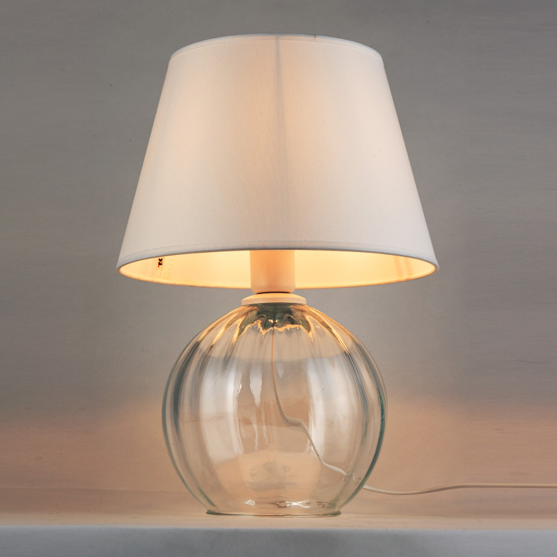 Lampe à poser AUREA Tissu blanc verre clair Minimaliste 