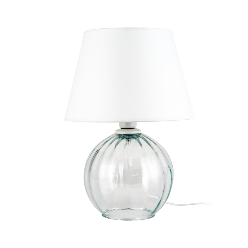 Lampe à poser AUREA Tissu blanc verre clair Minimaliste 