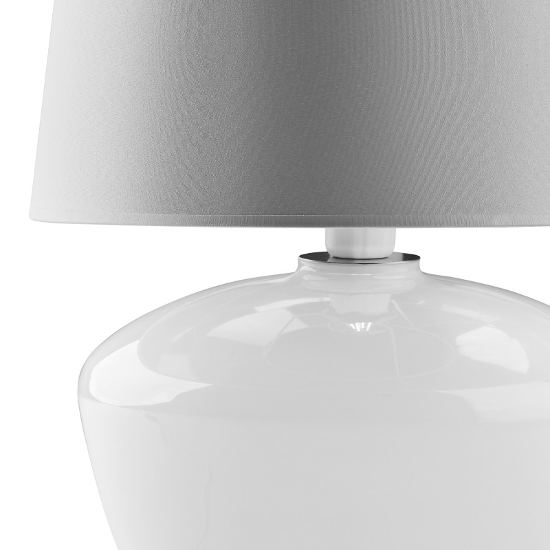 Lampe à poser FIORD WHITE tissu argenté et verre blanc Minimaliste 