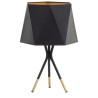 Lampe à poser IVO abat-jour tissu noir trépied métal noir doré Dessign chic 