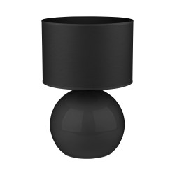 Lampe à poser Design PALLA BLACK tissu et verre noir style chic