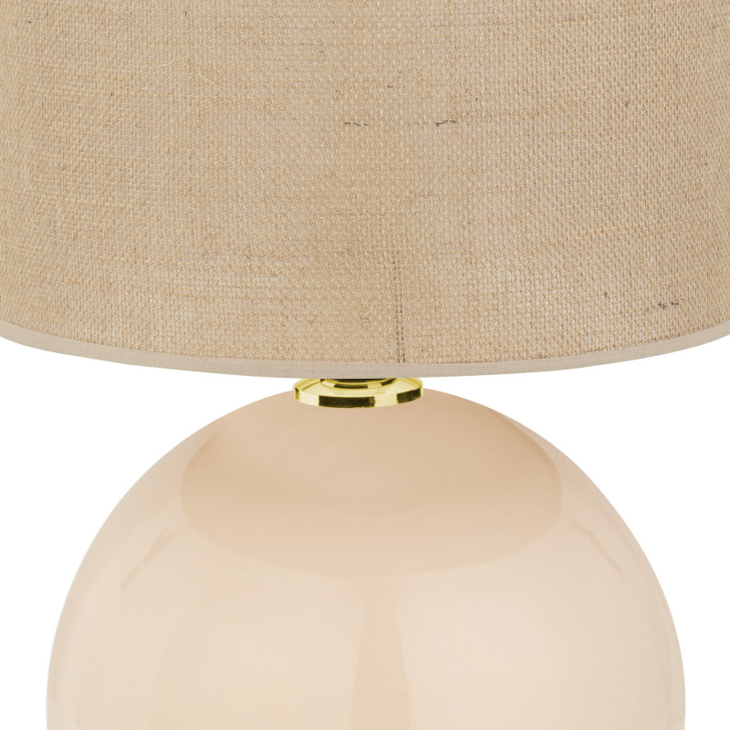 Lampe à poser PALLA ECRU tissu et verre beige Minimaliste 