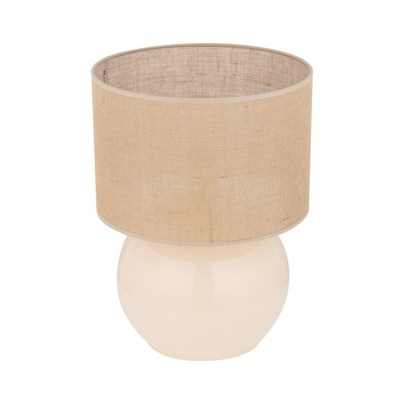 Lampe à poser PALLA ECRU tissu et verre beige Minimaliste 