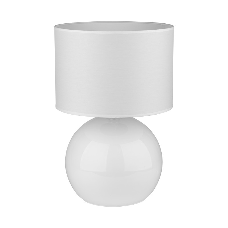 Lampe à poser PALLA WHITE tissu et verre blanc Minimaliste 