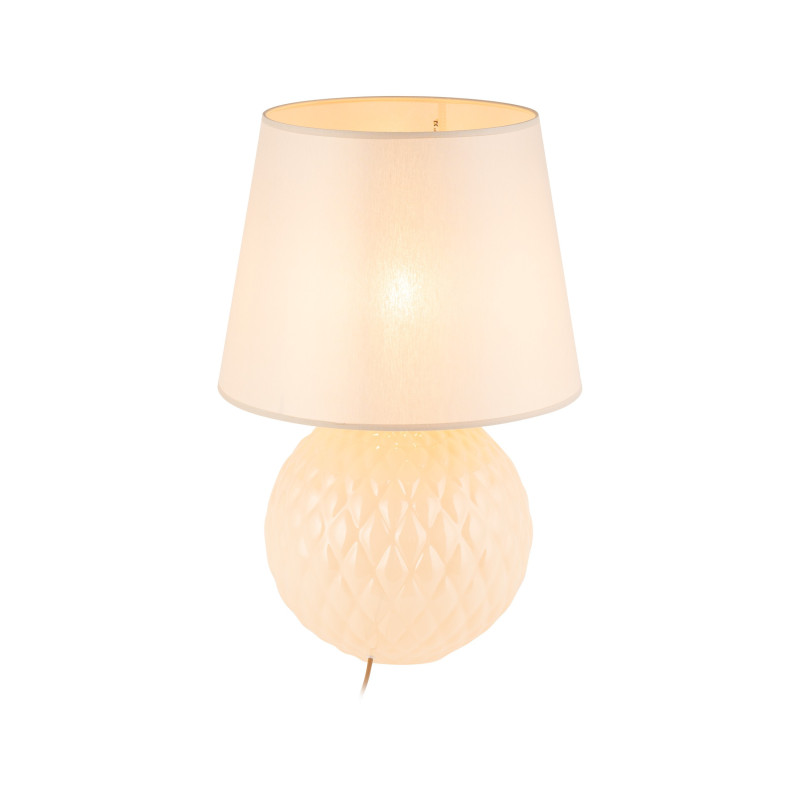 Lampe à poser SANTANA ECRU verre beige abat-jour tissu Minimaliste 