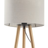 Lampe à poser TOKYO NATURE bois clair et lin beige gris Nature Scandinave 