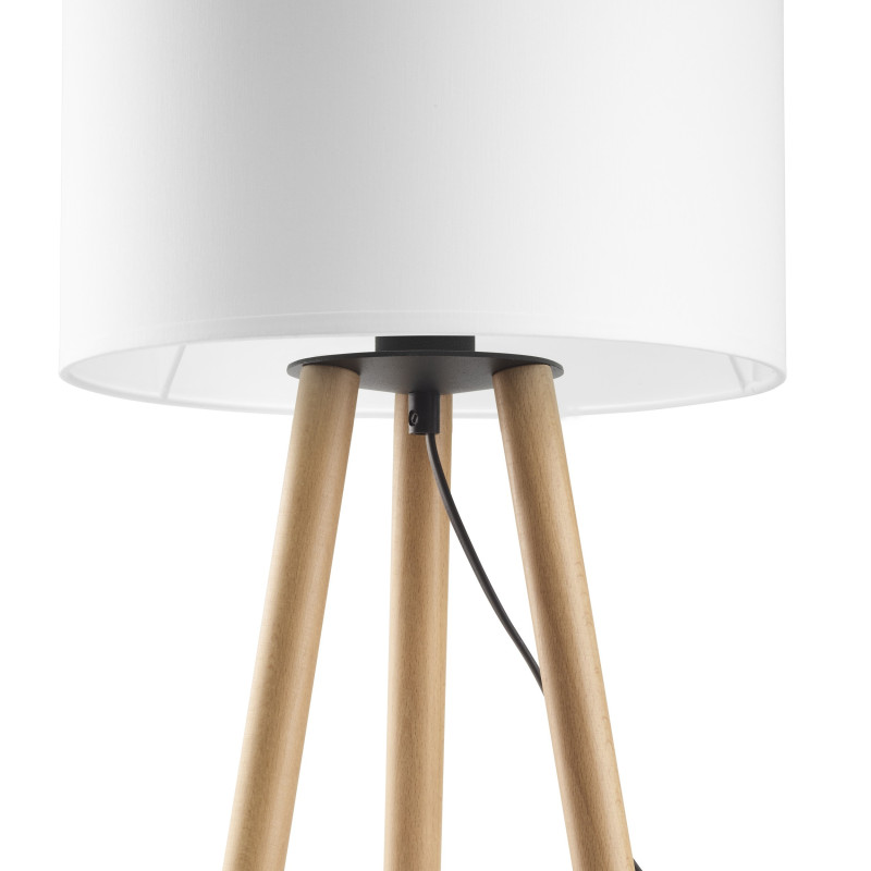 Lampe à poser TOKYO WHITE bois clair et tissu blanc Nature Scandinave 