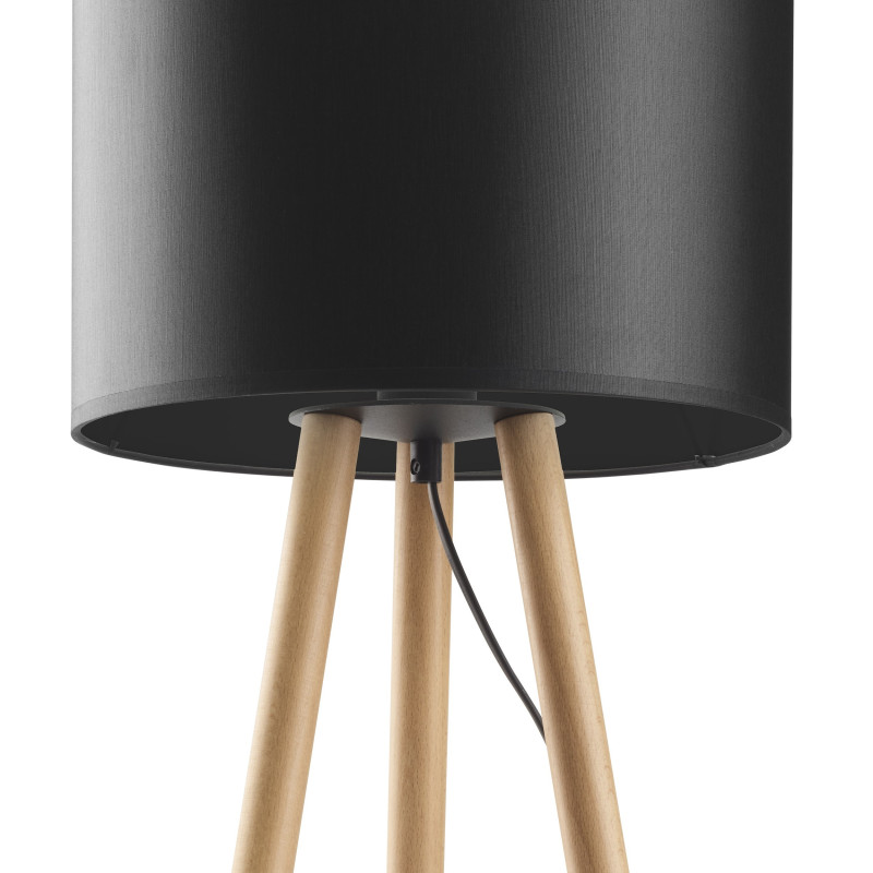 Lampe à poser TOKYO BLACK bois clair et tissu noir Nature Scandinave 