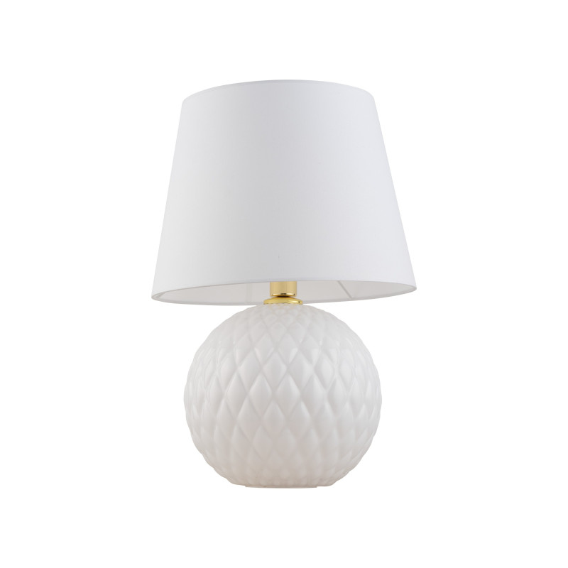 Lampe à poser SANTANA WHITE verre blanc abat-jour tissu Minimaliste 