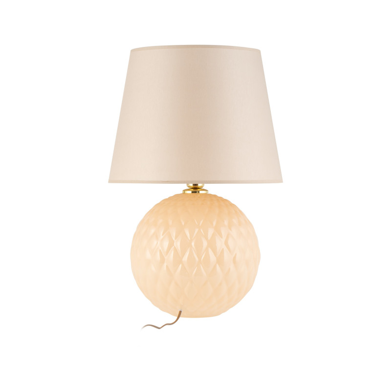 Lampe à poser SANTANA ECRU verre beige abat-jour tissu Minimaliste 