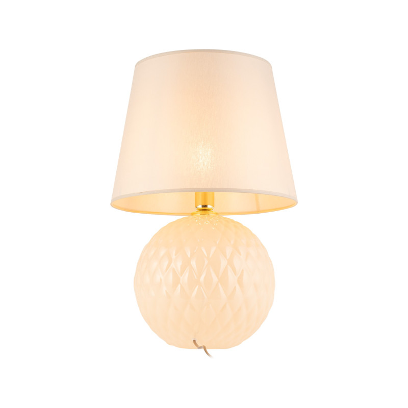 Lampe à poser SANTANA ECRU verre beige abat-jour tissu Minimaliste 