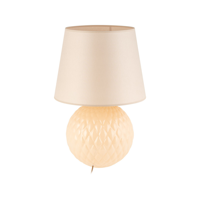 Lampe à poser SANTANA ECRU verre beige abat-jour tissu Minimaliste 