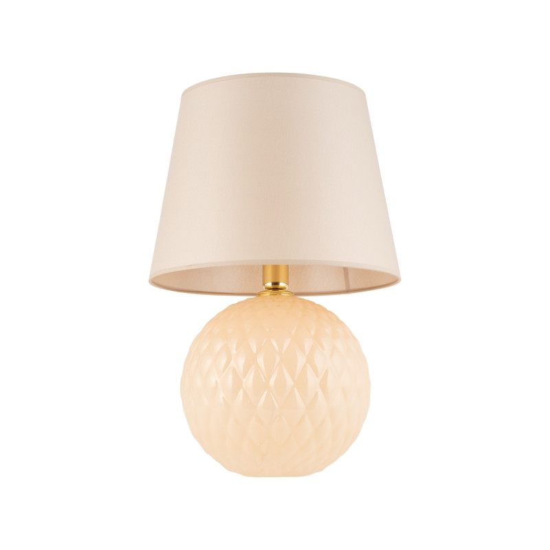 Lampe à poser SANTANA ECRU verre beige abat-jour tissu Minimaliste 