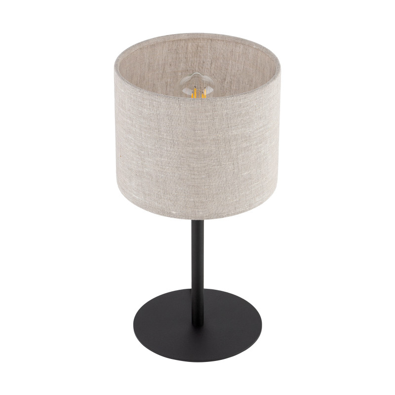 Lampe à poser RONDO LINEN tissu Lin neige gris Minimaliste 