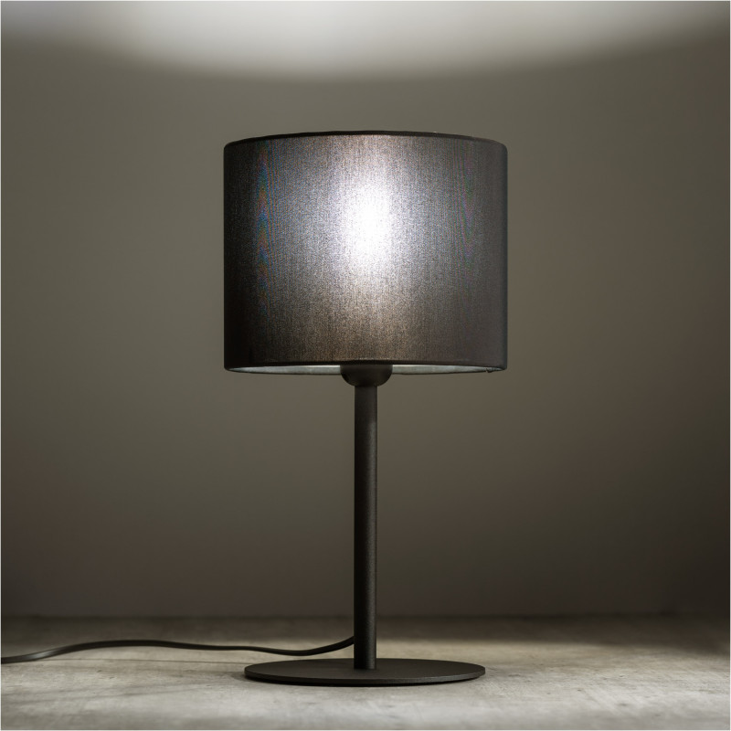 Lampe à poser RONDO BLACK tissu noir Minimaliste 