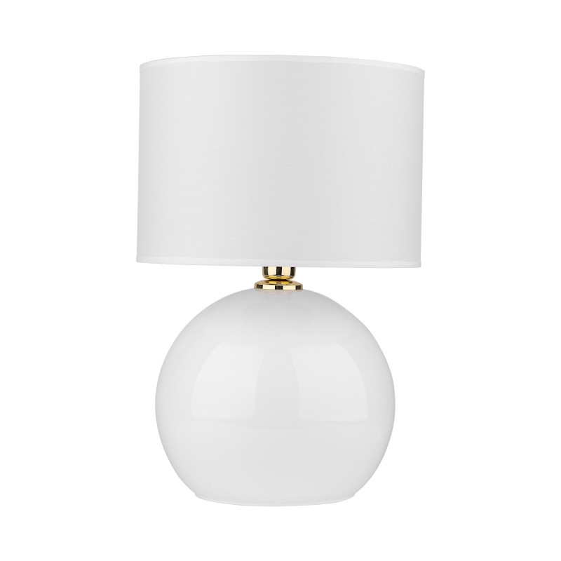 Lampe à poser PALLA WHITE tissu et verre blanc Minimaliste 