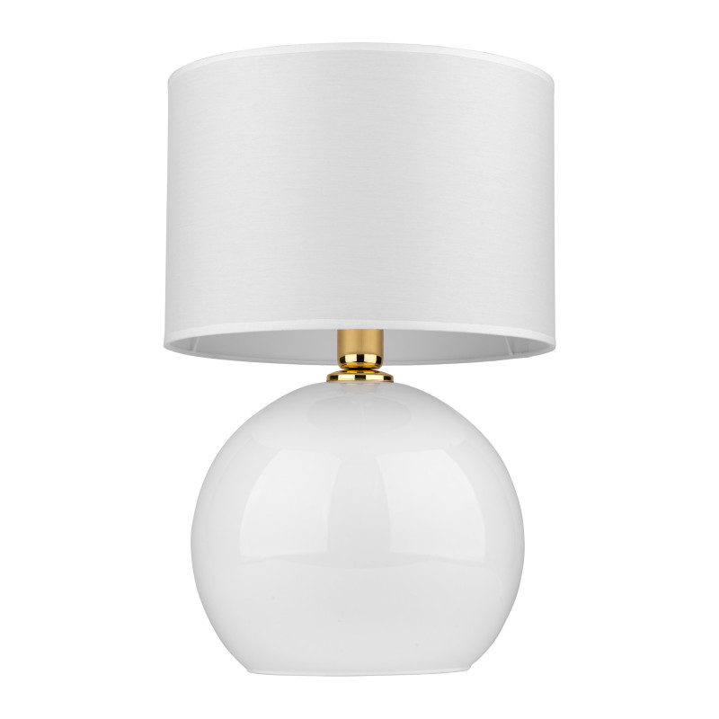 Lampe à poser PALLA WHITE tissu et verre blanc Minimaliste 