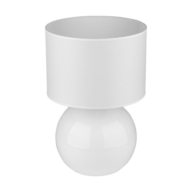 Lampe à poser PALLA WHITE tissu et verre blanc Minimaliste 