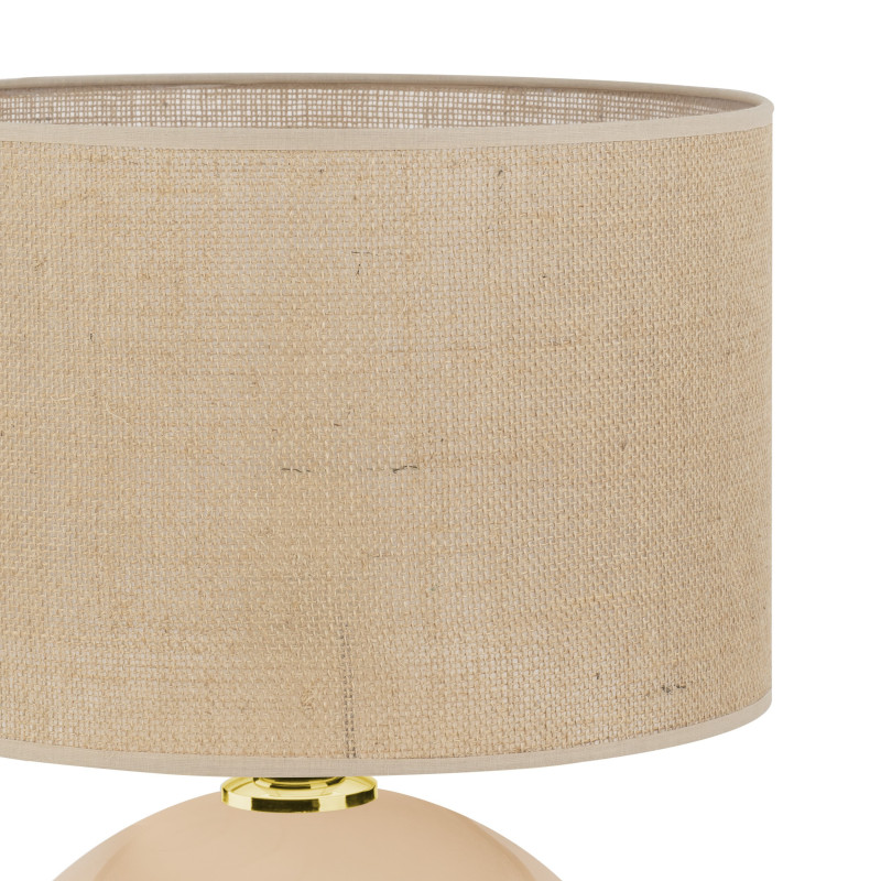 Lampe à poser PALLA ECRU tissu et verre beige Minimaliste 