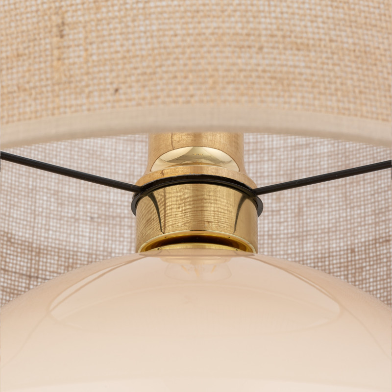 Lampe à poser PALLA ECRU tissu et verre beige Minimaliste 