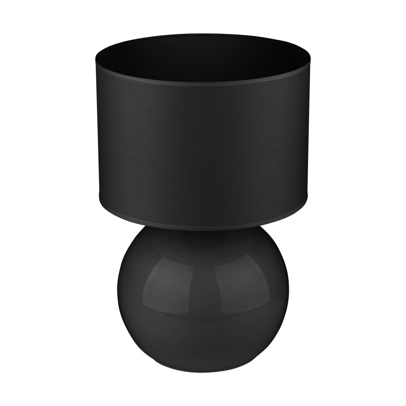 Lampe à poser PALLA BLACK tissu et verre noir Design Minimaliste 