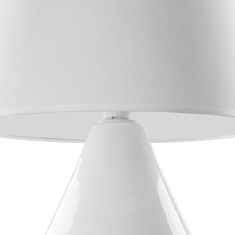 Lampe à poser LACRIMA WHITE tissu et verre blanc Minimaliste 