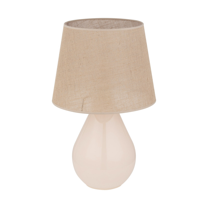 Lampe à poser LACRIMA ECRU tissu et verre beige Minimaliste 