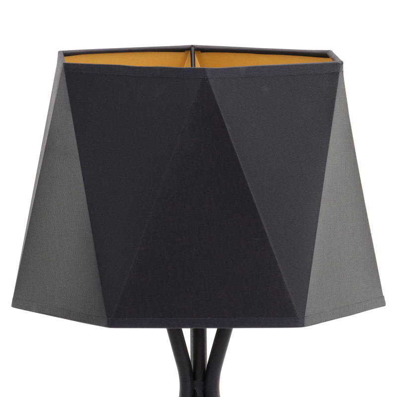 Lampe à poser IVO abat-jour tissu noir trépied métal noir doré Dessign chic 