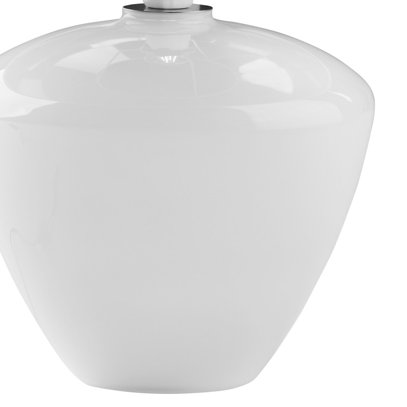 Lampe à poser FIORD WHITE tissu argenté et verre blanc Minimaliste 