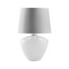 Lampe à poser FIORD WHITE tissu argenté et verre blanc Minimaliste 