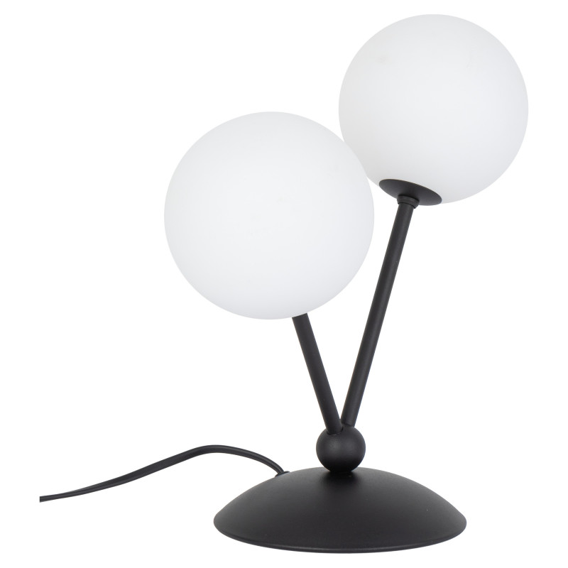 Lampe à poser FAIRY BLACK 2 boules verre blanc et metal noir Design chic 