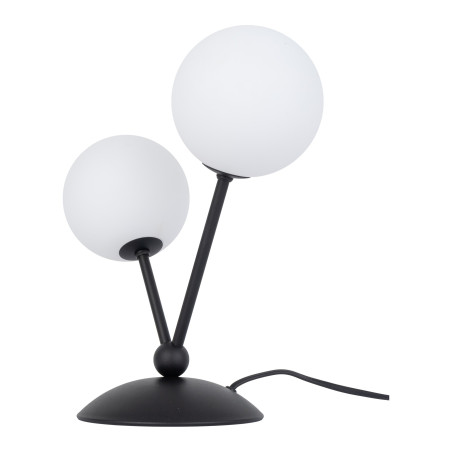 Lampe à poser FAIRY BLACK 2 boules verre blanc et metal noir Design chic 