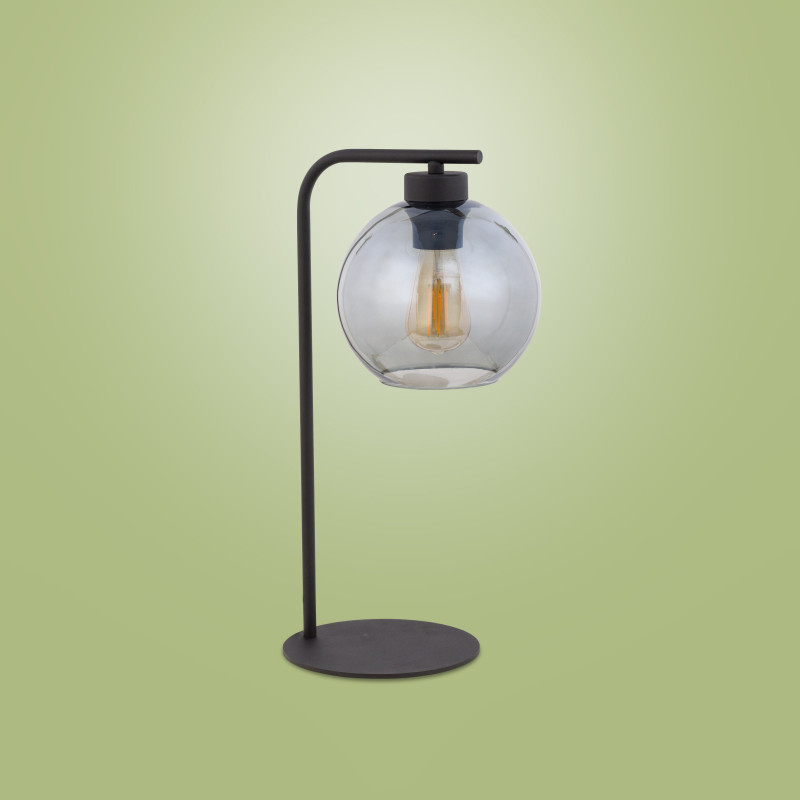 Lampe à poser CUBUS GRAPHITE verre fumé et métal noir Dessign chic 