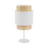 Lampe à poser BOSTON WHITE rotin et tissu blanc Design Bohème 