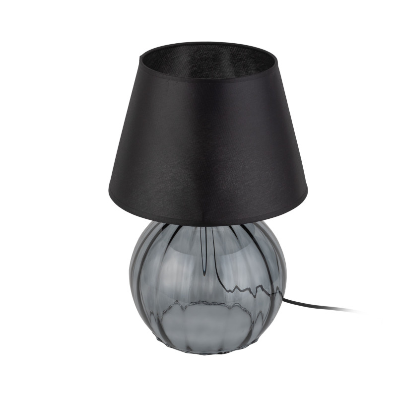 Lampe à poser AUREA Tissu noir verre fumé Minimaliste 