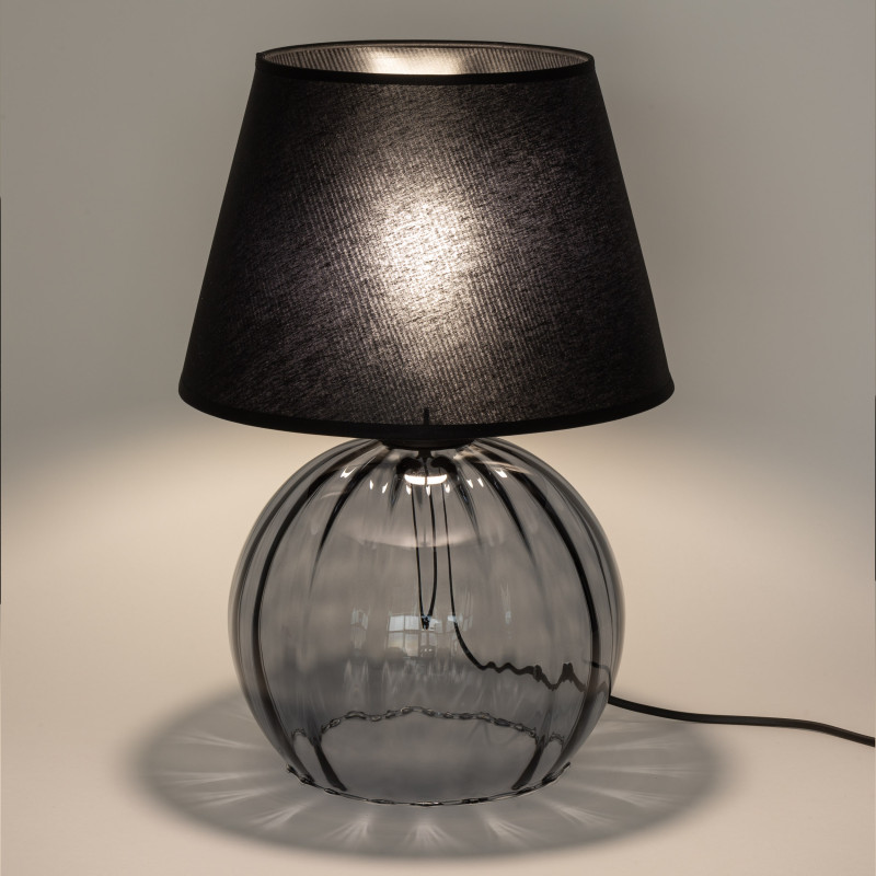 Lampe à poser AUREA Tissu noir verre fumé Minimaliste 