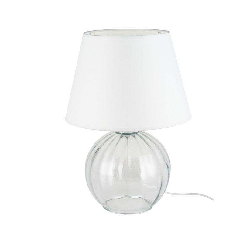 Lampe à poser AUREA Tissu blanc verre clair Minimaliste 