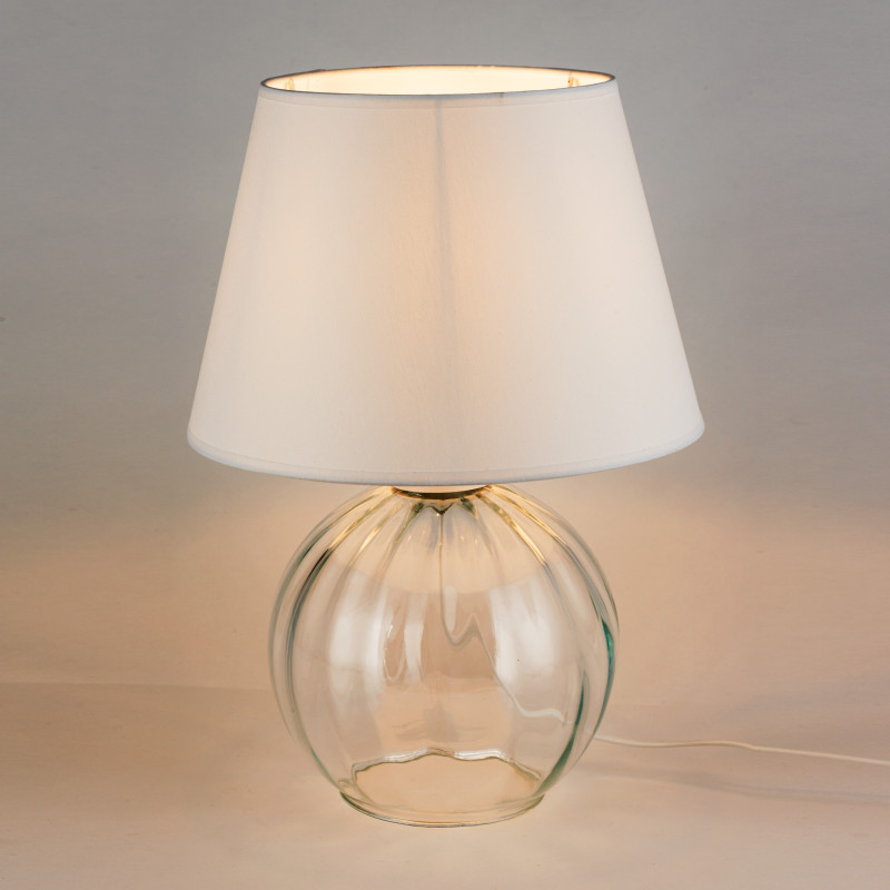 Lampe à poser AUREA Tissu blanc verre clair Minimaliste 