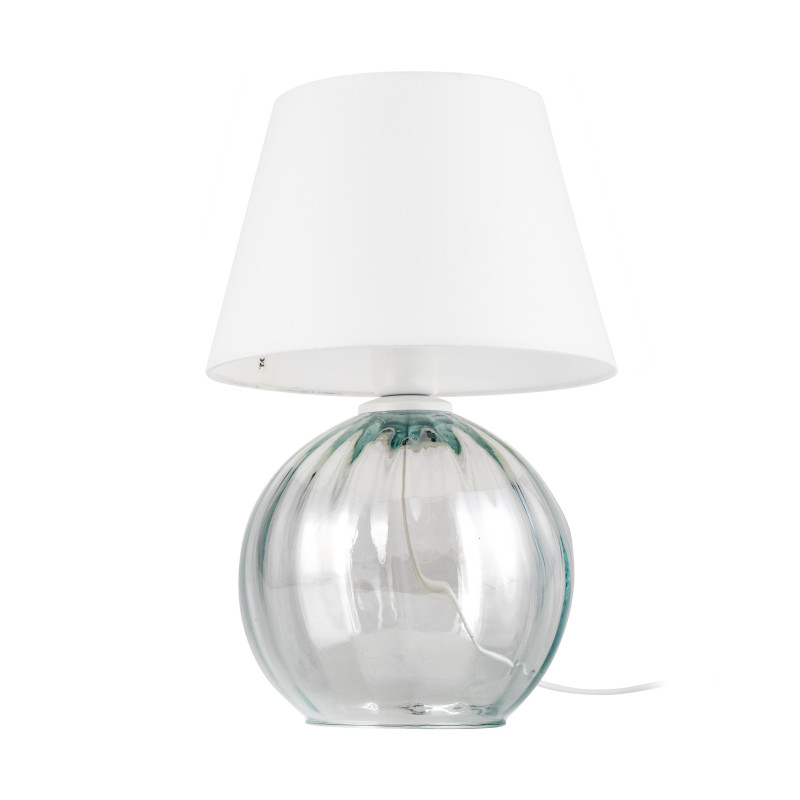 Lampe à poser AUREA Tissu blanc verre clair Minimaliste 