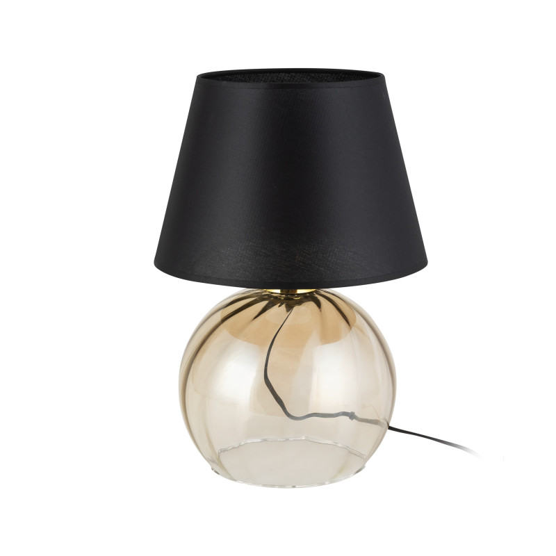 Lampe à poser AUREA Tissu noir verre ambré Minimaliste 